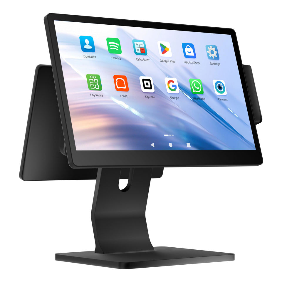 15.6-inch dual-screen Windows 11 POS system with aluminum body