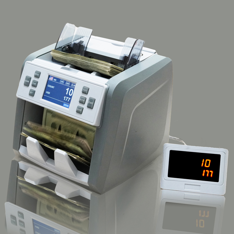 Gracetek Professional Money Counter For Mixed Bills Multi-currency Denomination Counting 1200 Pcs/min Speed 300 Hopper Capacity